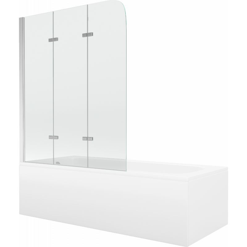 Mexen Vega rechthoekig bad 150 x 70 cm met omkasting en 3-delige scherm van 120 cm, transparant, chroom - 550115070X9012030100