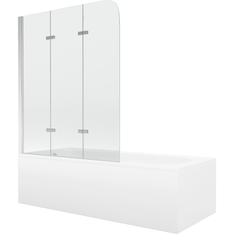 Mexen Vega ristkülikukujuline vann 150 x 70 cm koos katte ja 3-osalise 120 cm seinaga, läbipaistev, kroom