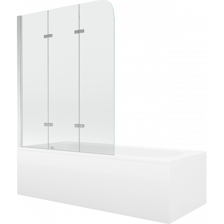 Mexen Vega rechthoekig bad 150 x 70 cm met omkasting en 3-delige scherm van 120 cm, transparant, chroom - 550115070X9012030100