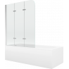 Mexen Vega wanna prostokątna 150 x 70 cm z obudową i parawanem 3-skrzydłowym 120 cm, transparent, chrom - 550115070X9012030100