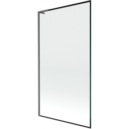 Mexen Next L Badewannenwand, 1-flügelig 100 x 150 cm, schwarzes Muster, gebürstet Gun Gray - 895-100-000-03-70-66