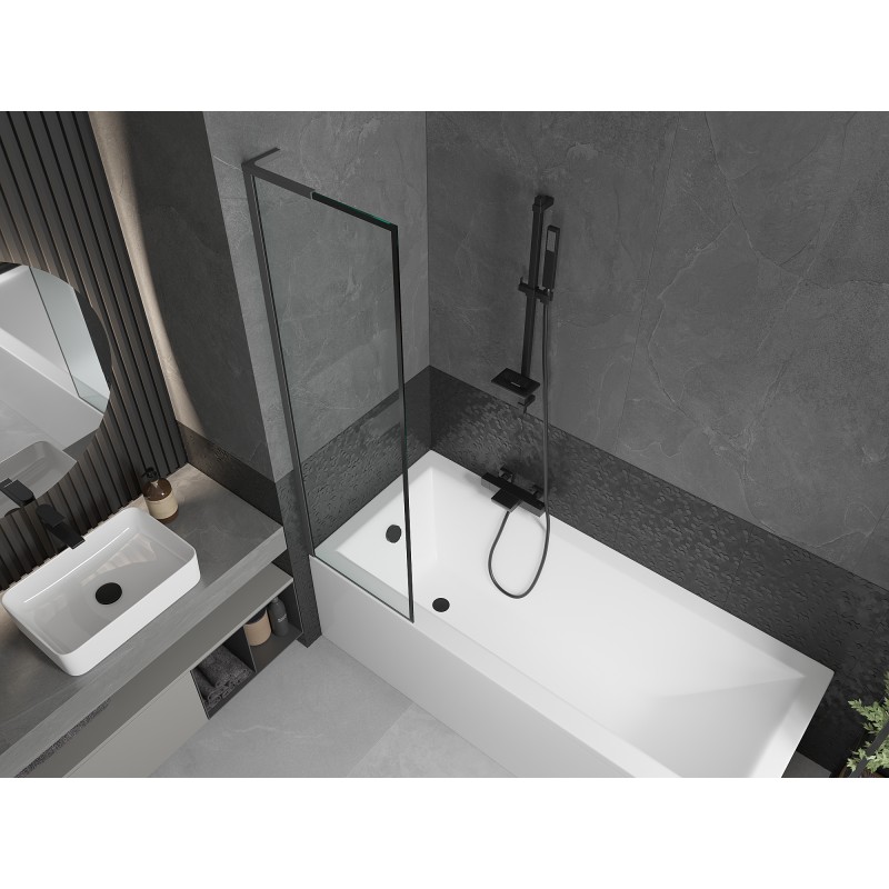 Mexen Next L parawan nawannowy 1-skrzydłowy 50 x 150 cm, czarna ramka, gun metal - 895-050-000-03-70-95