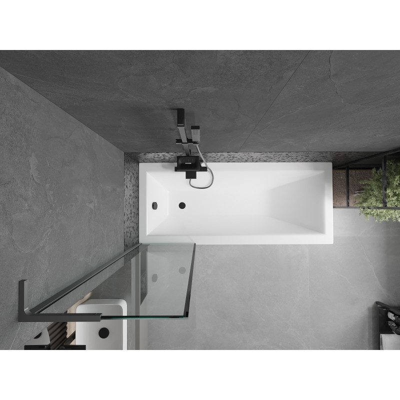 Mexen Next L jednokrilni paravan za kadu 50 x 150 cm, crni okvir, gun metal - 895-050-000-03-70-95
