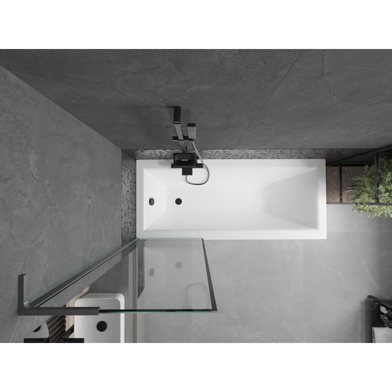 Mexen Next L resguardo de banheira de 1 folha 60 x 150 cm, moldura preta, metal gun - 895-060-000-03-70-95