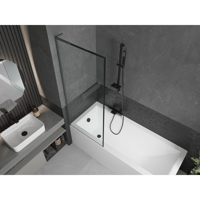 Mexen Next L 1-wing Bath Screen 70 x 150 cm, Black Frame, Gun Metal - 895-070-000-03-70-95