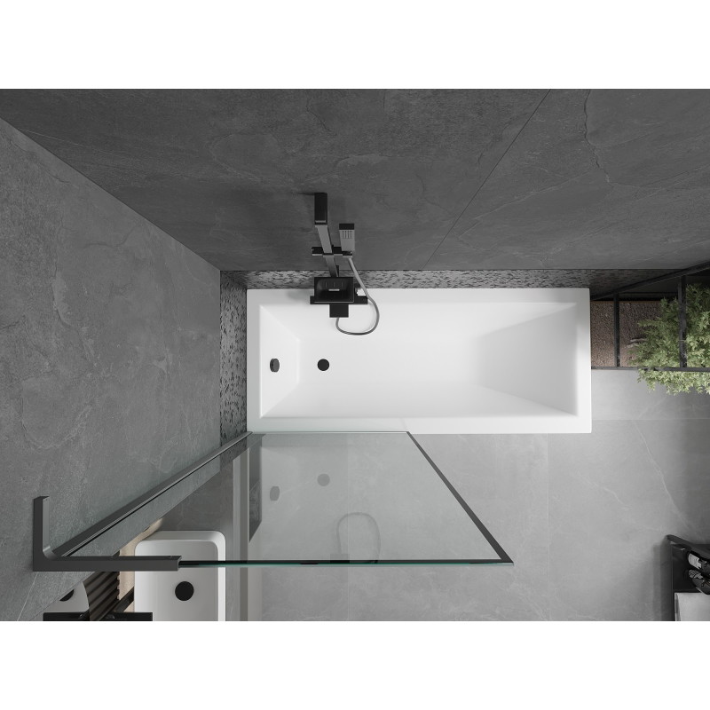 Mexen Next L paravan za kadu s jednim krilom 80 x 150 cm, crni okvir, gun metal - 895-080-000-03-70-95