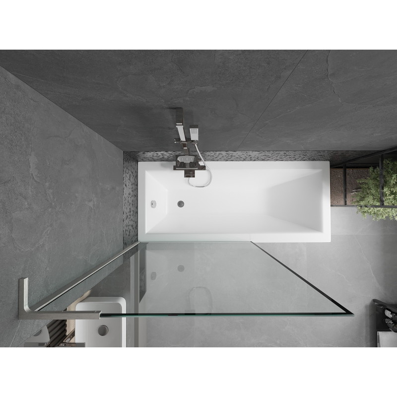 Mexen Next L jednokratni paravan za kadu 100 x 150 cm, crni okvir, gun metal - 895-100-000-03-70-95
