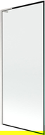 Mexen Next L resguardo de banho com 1 painel 80 x 150 cm, moldura preta, níquel escovado - 895-080-000-03-70-97