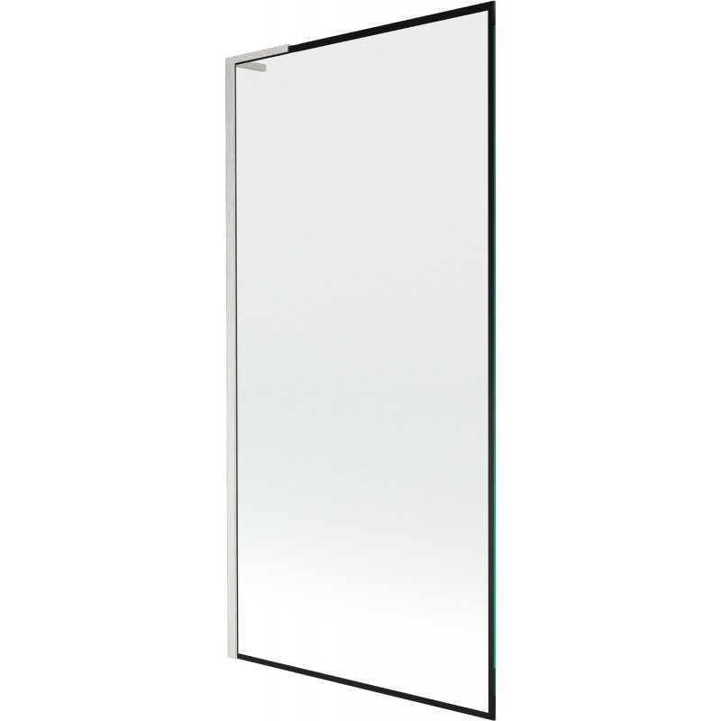Mexen Next L badwand 1-vleugelig 90 x 150 cm, zwart frame, geborsteld nikkel - 895-090-000-03-70-97