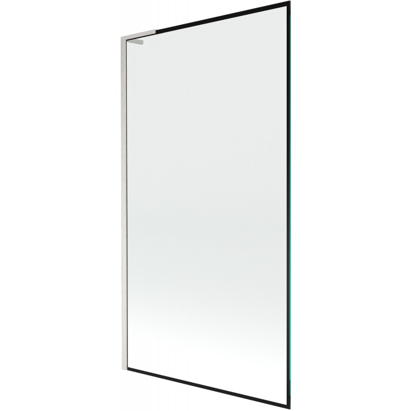 Mexen Next L badscherm voor badkuip 1-vleugelig 100 x 150 cm, zwart frame, geborsteld nikkel - 895-100-000-03-70-97