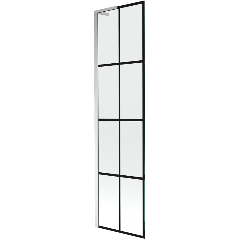 Mexen Next L Badewannenfaltwand 1-flügelig 50 x 150 cm, schwarzes Muster, Chrom - 895-050-000-03-77-01