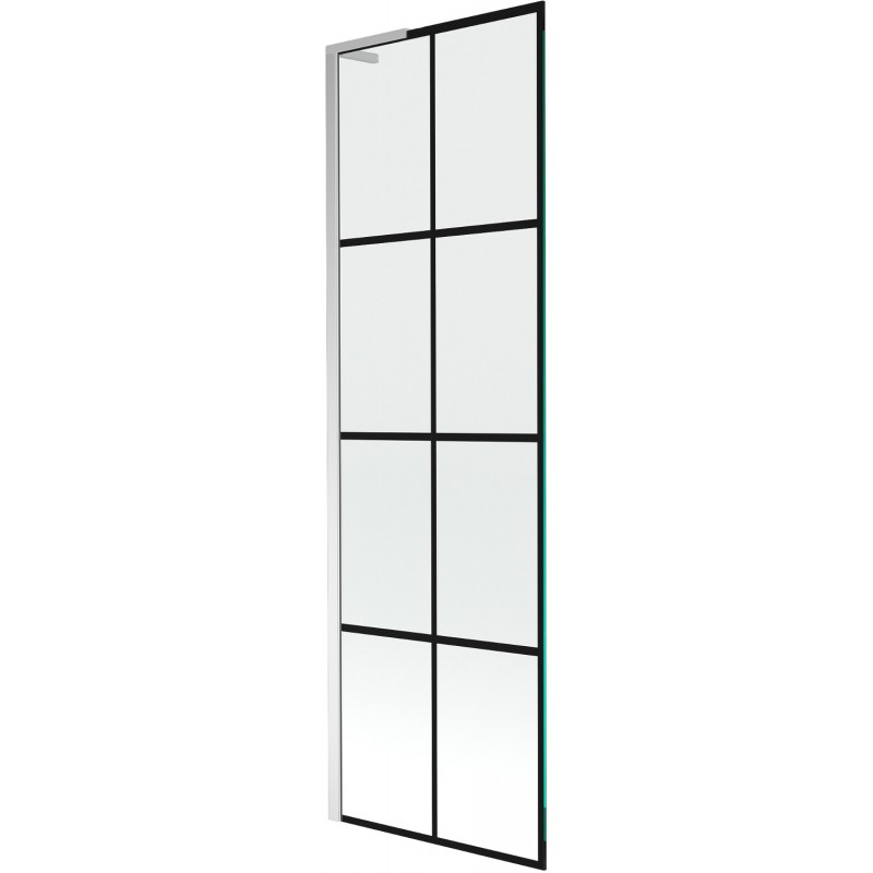 Mexen Next L parawan nawannowy 1-skrzydłowy 60 x 150 cm, czarna kratka, chrom - 895-060-000-03-77-01