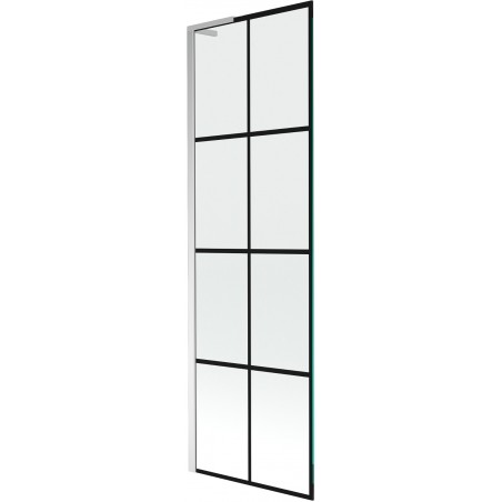 Mexen Next L parawan nawannowy 1-skrzydłowy 60 x 150 cm, czarna kratka, chrom - 895-060-000-03-77-01