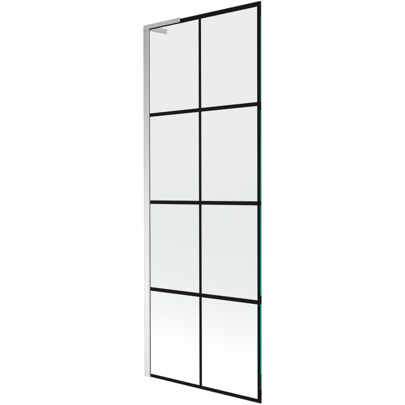 Mexen Next L parawan nawannowy 1-skrzydłowy 70 x 150 cm, czarna kratka, chrom - 895-070-000-03-77-01
