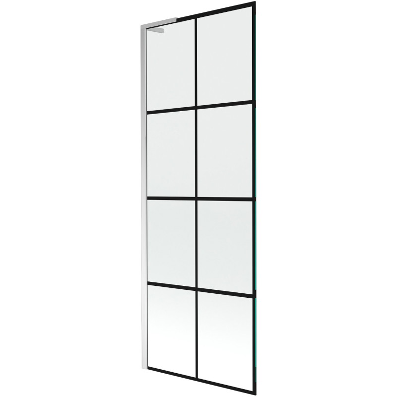 Mexen Next L ühepoolne vanni ekraan 70 x 150 cm, must ruudustik, kroom - 895-070-000-03-77-01
