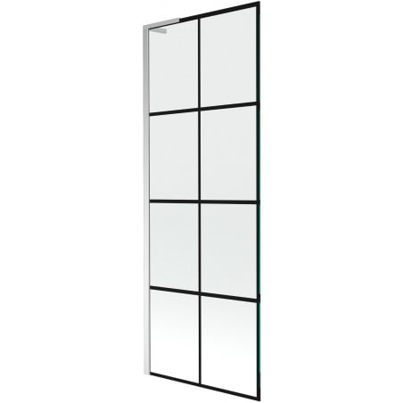 Mexen Next L parawan nawannowy 1-skrzydłowy 70 x 150 cm, czarna kratka, chrom - 895-070-000-03-77-01