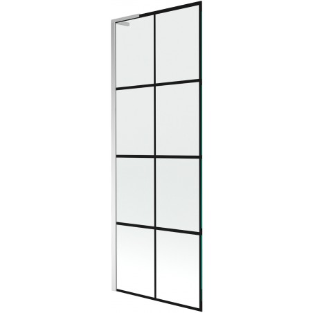 Mexen Next L ühepoolne vanni ekraan 70 x 150 cm, must ruudustik, kroom - 895-070-000-03-77-01