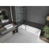 Mexen Next L Bathtub Screen 1-winged 80 x 150 cm, Black Grid, Chrome - 895-080-000-03-77-01