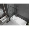 Mexen Next L Badewannenabtrennung 1-flügelig 80 x 150 cm, schwarzes Muster, Chrom - 895-080-000-03-77-01