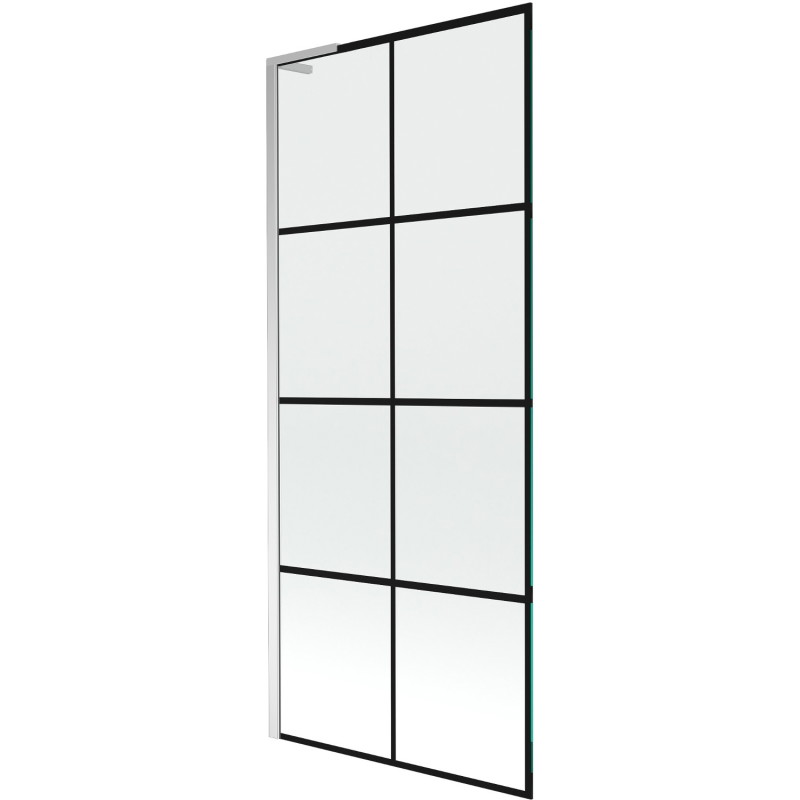 Mexen Next L paravan za kadu, 1-krilni, 80 x 150 cm, crna rešetka, krom - 895-080-000-03-77-01