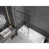 Mexen Next L Bath Screen 1-Panel 90 x 150 cm, Black Grid, Chrome - 895-090-000-03-77-01