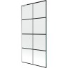 Mexen Next L parawan nawannowy 1-skrzydłowy 90 x 150 cm, czarna kratka, chrom - 895-090-000-03-77-01