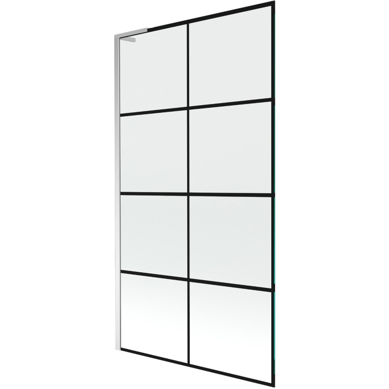 Mexen Next L vanniparavan, 1-segmentne, 100 x 150 cm, must ruudustik, kroom - 895-100-000-03-77-01