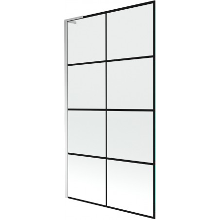 Mexen Next L parawan nawannowy 1-skrzydłowy 100 x 150 cm, czarna kratka, chrom - 895-100-000-03-77-01
