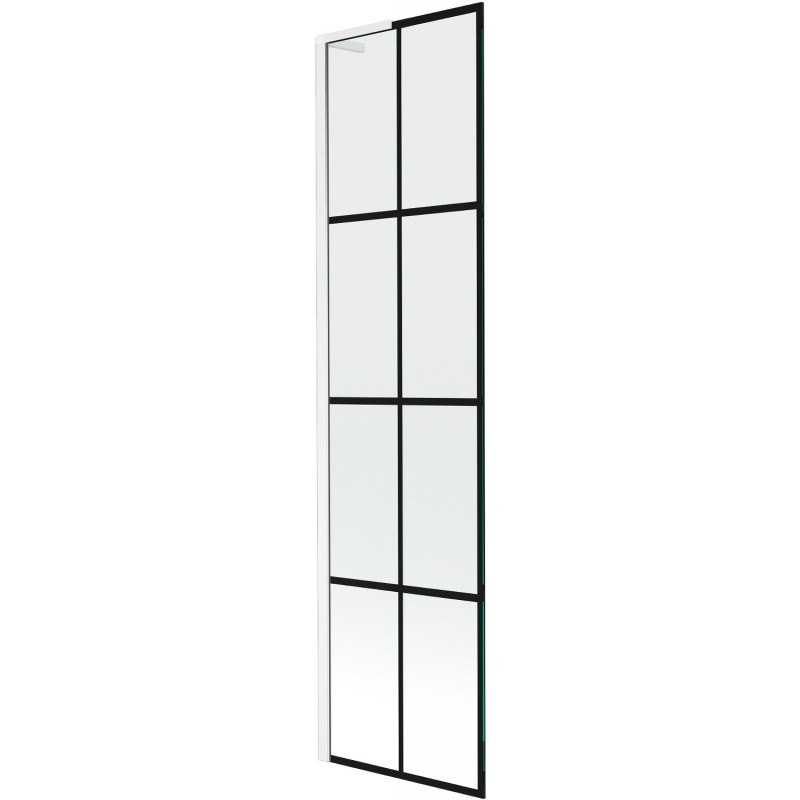 Mexen Next L Badewannenabtrennung 1-flügelig 50 x 150 cm, schwarzes Muster, weiß - 895-050-000-03-77-20