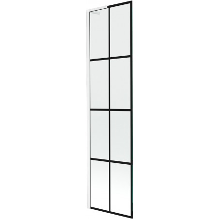 Mexen Next L Badewannenabtrennung 1-flügelig 50 x 150 cm, schwarzes Muster, weiß - 895-050-000-03-77-20