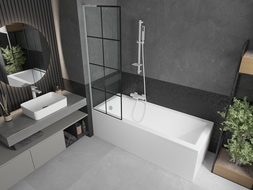 Mexen Next L pare-douche 1-volet 60 x 150 cm, grille noire, blanc - 895-060-000-03-77-20