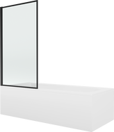 Mexen Vega rechteckige Badewanne 150 x 70 cm mit Verkleidung und 1-flügeliger 70 cm Duschwand, schwarzes Muster fix - 550115070?