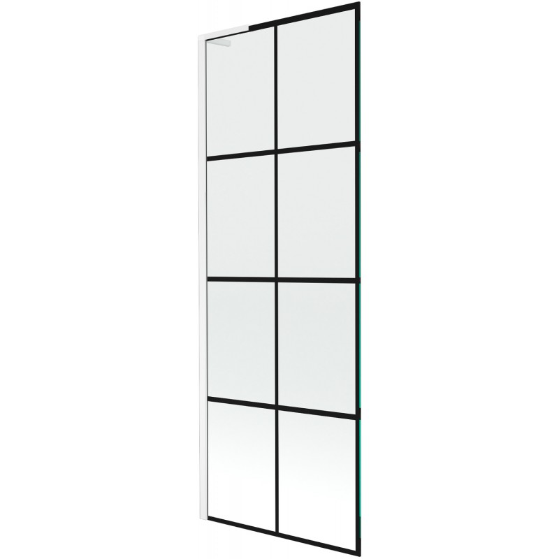 Mexen Next L parawan nawannowy 1-skrzydłowy 70 x 150 cm, czarna kratka, biały - 895-070-000-03-77-20