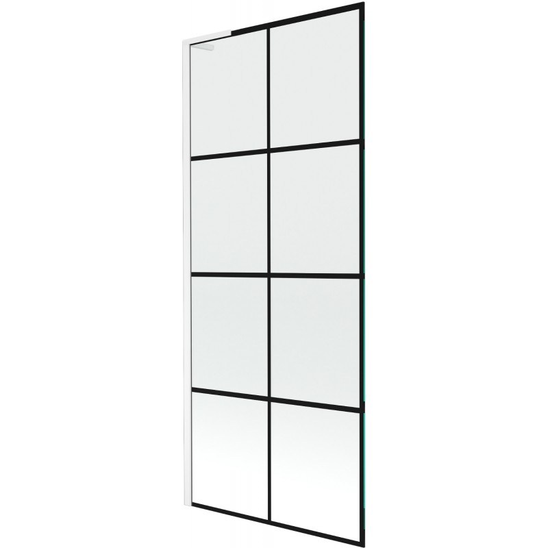 Mexen Next L Badewannenfaltwand 1-flügelig 80 x 150 cm, schwarzes Muster, weiß - 895-080-000-03-77-20