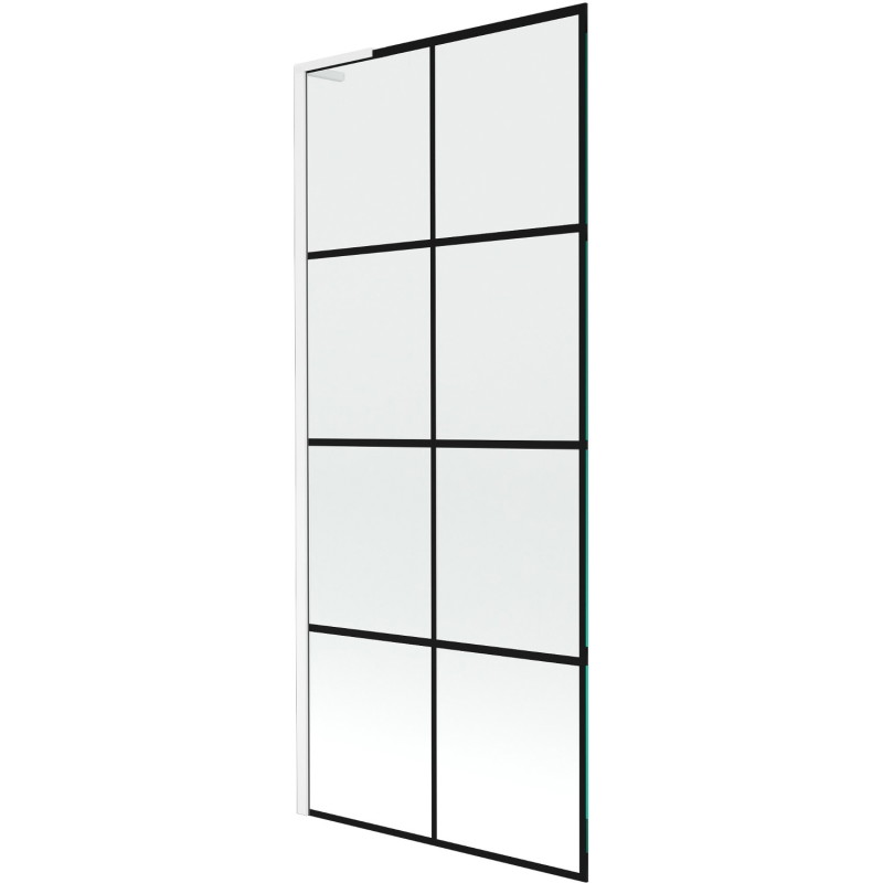 Mexen Next L paravan za kadu s jednim krilom 80 x 150 cm, crna rešetka, bijeli - 895-080-000-03-77-20
