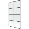Mexen Next L one-wing bath screen 100 x 150 cm, black grid, white - 895-100-000-03-77-20