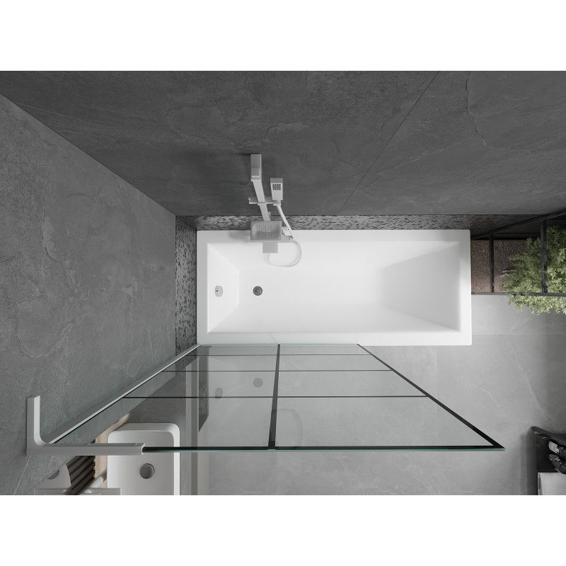 Mexen Next L paravent de baignoire à 1 volet 100 x 150 cm, grille noire, blanc - 895-100-000-03-77-20