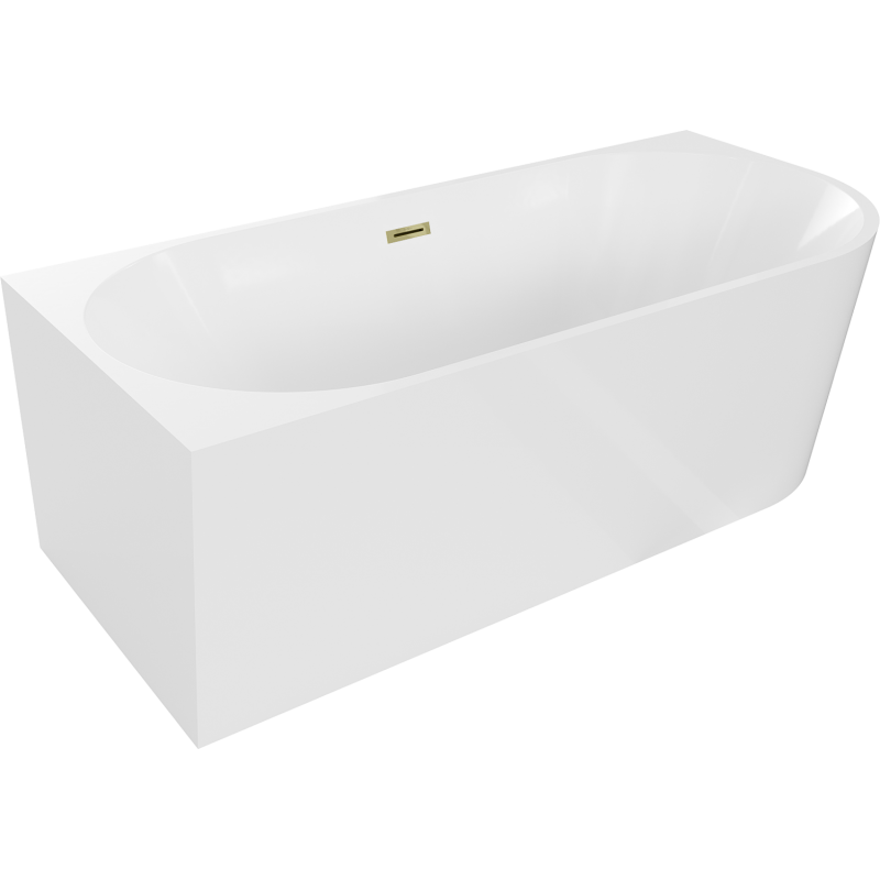 Baignoire Mexen Mia asymétrique gauche 150 x 75 cm, blanche, évacuation dorée - 52691507500L-50