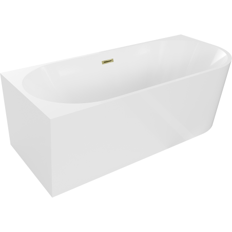 Baignoire Mexen Mia asymétrique gauche 150 x 75 cm, blanche, évacuation dorée - 52691507500L-50