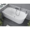Mexen Mia freistehende Links-Eckbadewanne 150 x 75 cm, weiß, mit Überlauf Gun Gray gebürstet - 52691507500L-66