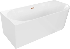 Mexen Mia freestanding corner bathtub left 150 x 75 cm, white, brushed copper overflow - 52691507500L-65