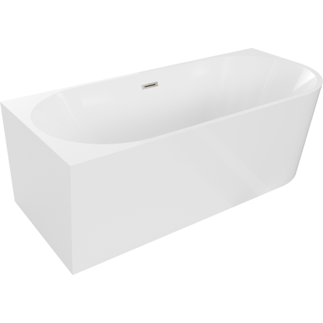 Mexen Mia vrijstaande hoekbad links 150 x 75 cm, wit, geborsteld nikkel overloop - 52691507500L-97