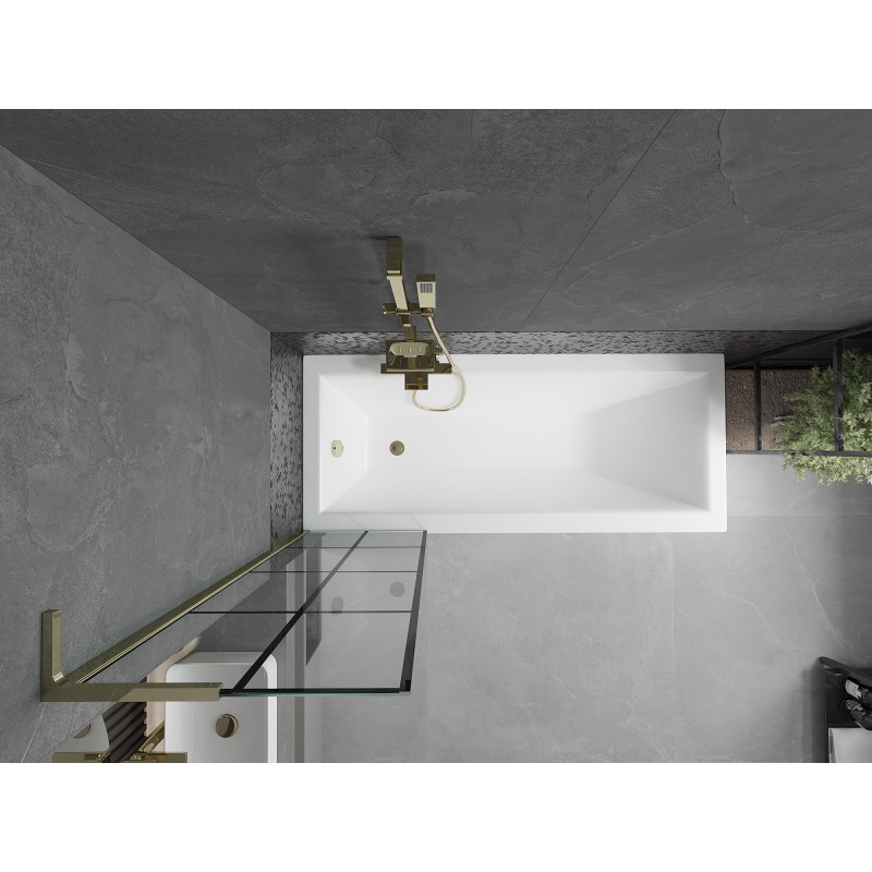 Mexen Next L vanniseinavahe uks 1-lehega 50 x 150 cm, must ruudustik, kuldne - 895-050-000-03-77-50