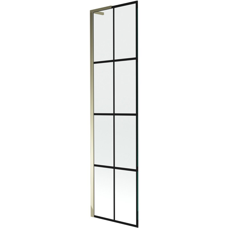 Mexen Next L vanniseinavahe uks 1-lehega 50 x 150 cm, must ruudustik, kuldne - 895-050-000-03-77-50