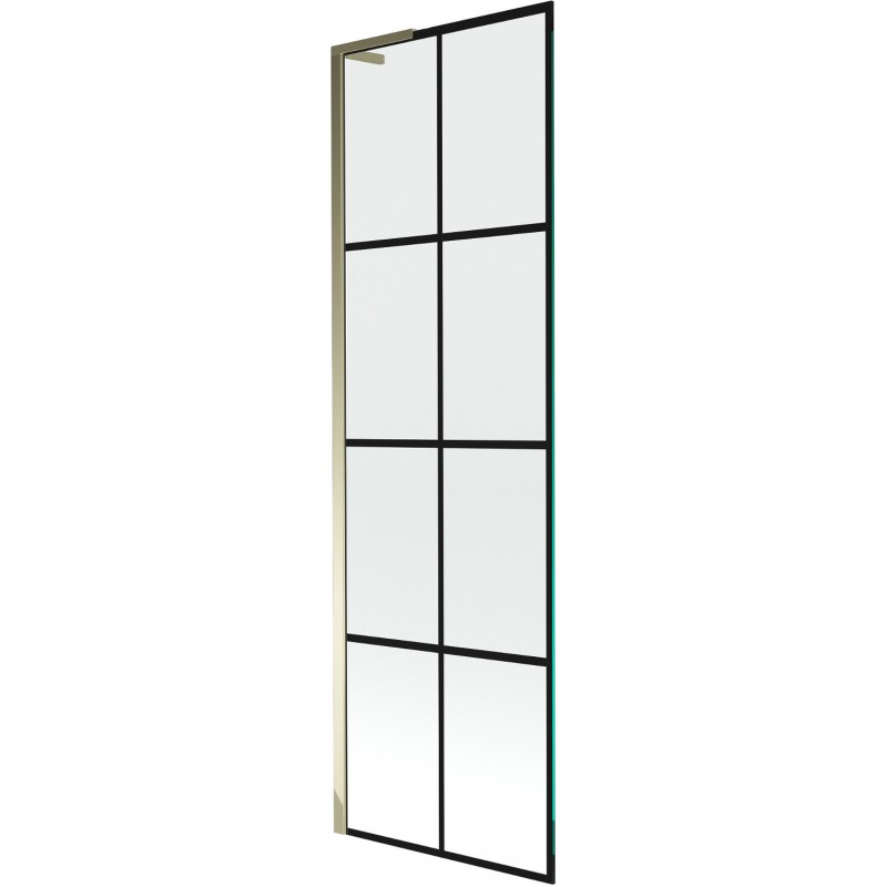 Mexen Next L painel de banho 1-folha 60 x 150 cm, quadrícula preta, dourado - 895-060-000-03-77-50