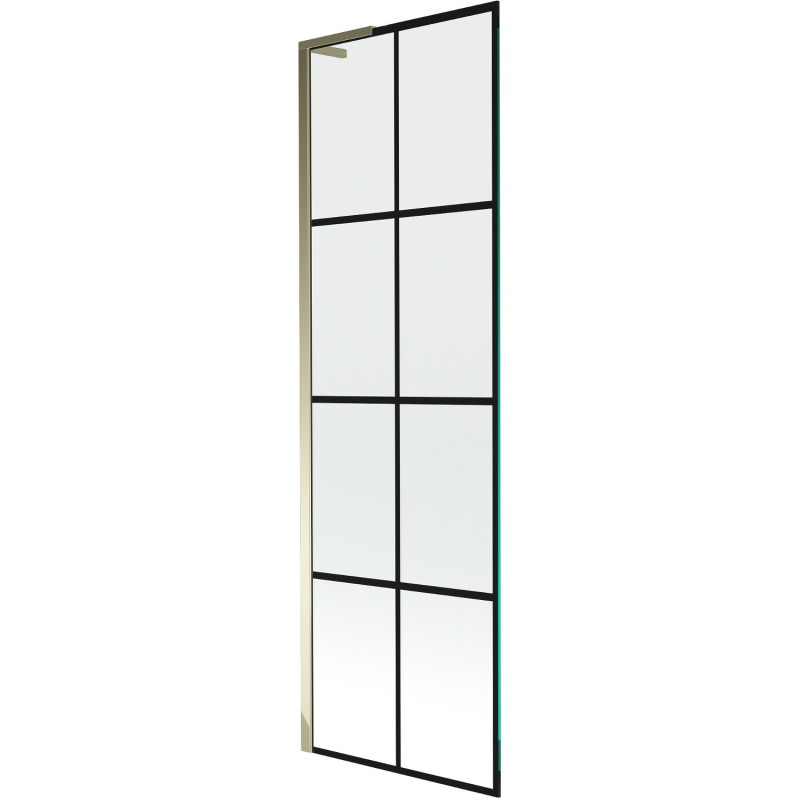 Mexen Next L paravan za kadu s jednim krilom 60 x 150 cm, crna rešetka, zlatni - 895-060-000-03-77-50