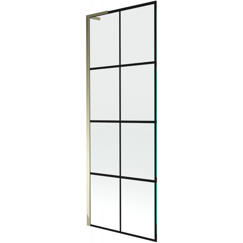 Mexen Next L Badewannenwand 1-flügelig 70 x 150 cm, schwarzes Muster, gold - 895-070-000-03-77-50
