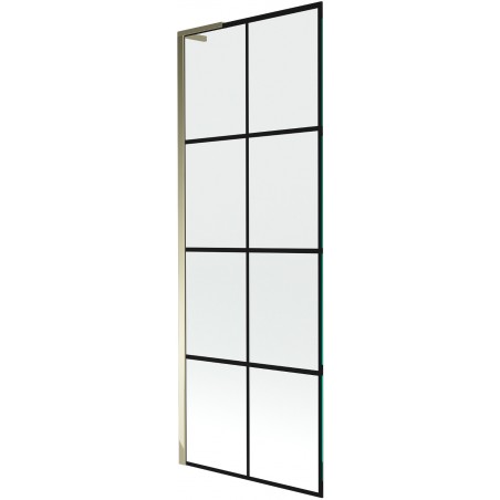 Mexen Next L Badewannenwand 1-flügelig 70 x 150 cm, schwarzes Muster, gold - 895-070-000-03-77-50