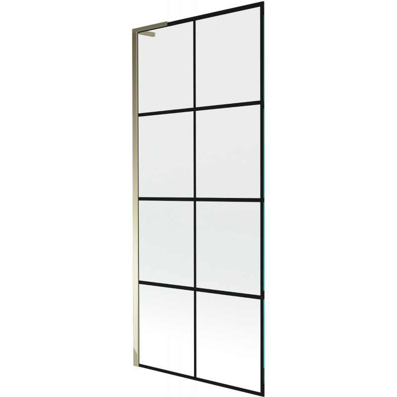 Mexen Next L yksiovinen suihkuseinä 80 x 150 cm, musta ruudukko, kultainen - 895-080-000-03-77-50