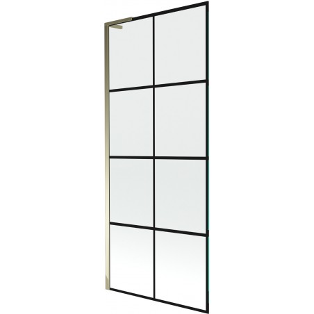 Mexen Next L badwand 1-delig 80 x 150 cm, zwart raster, goud - 895-080-000-03-77-50